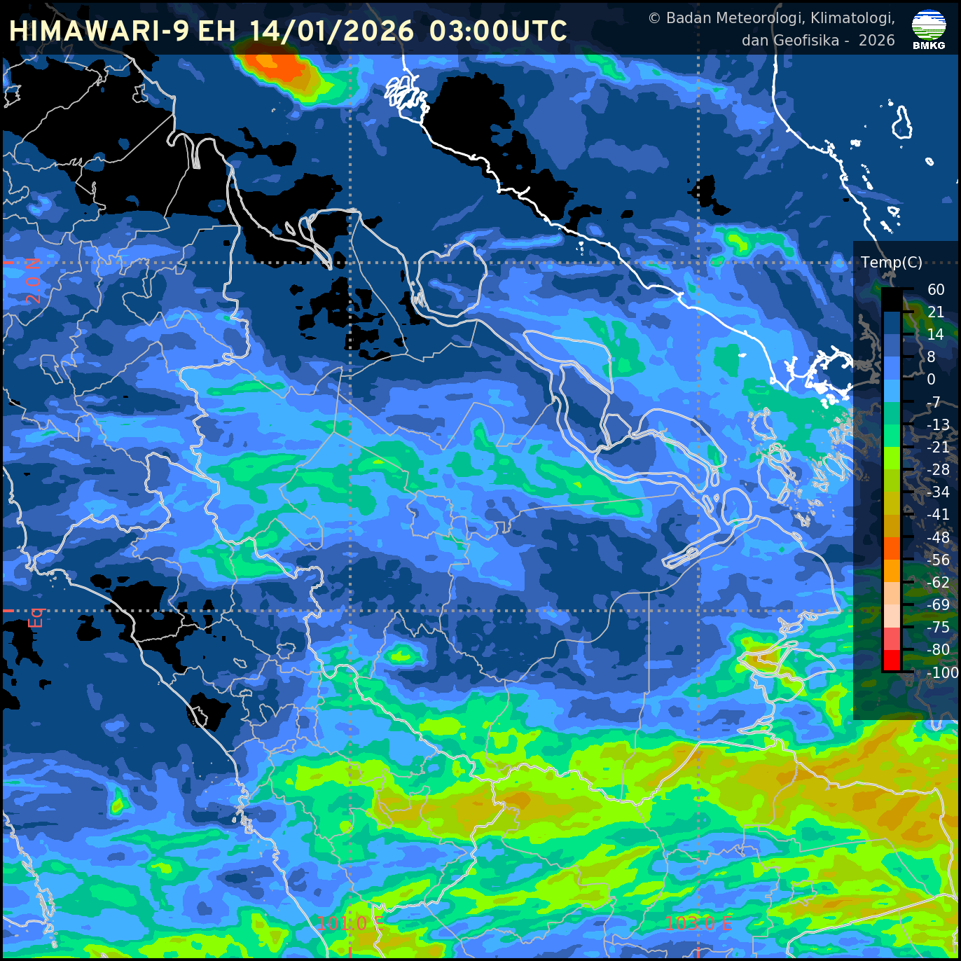 Citra Satelit Himawari-9 IR Enhanced