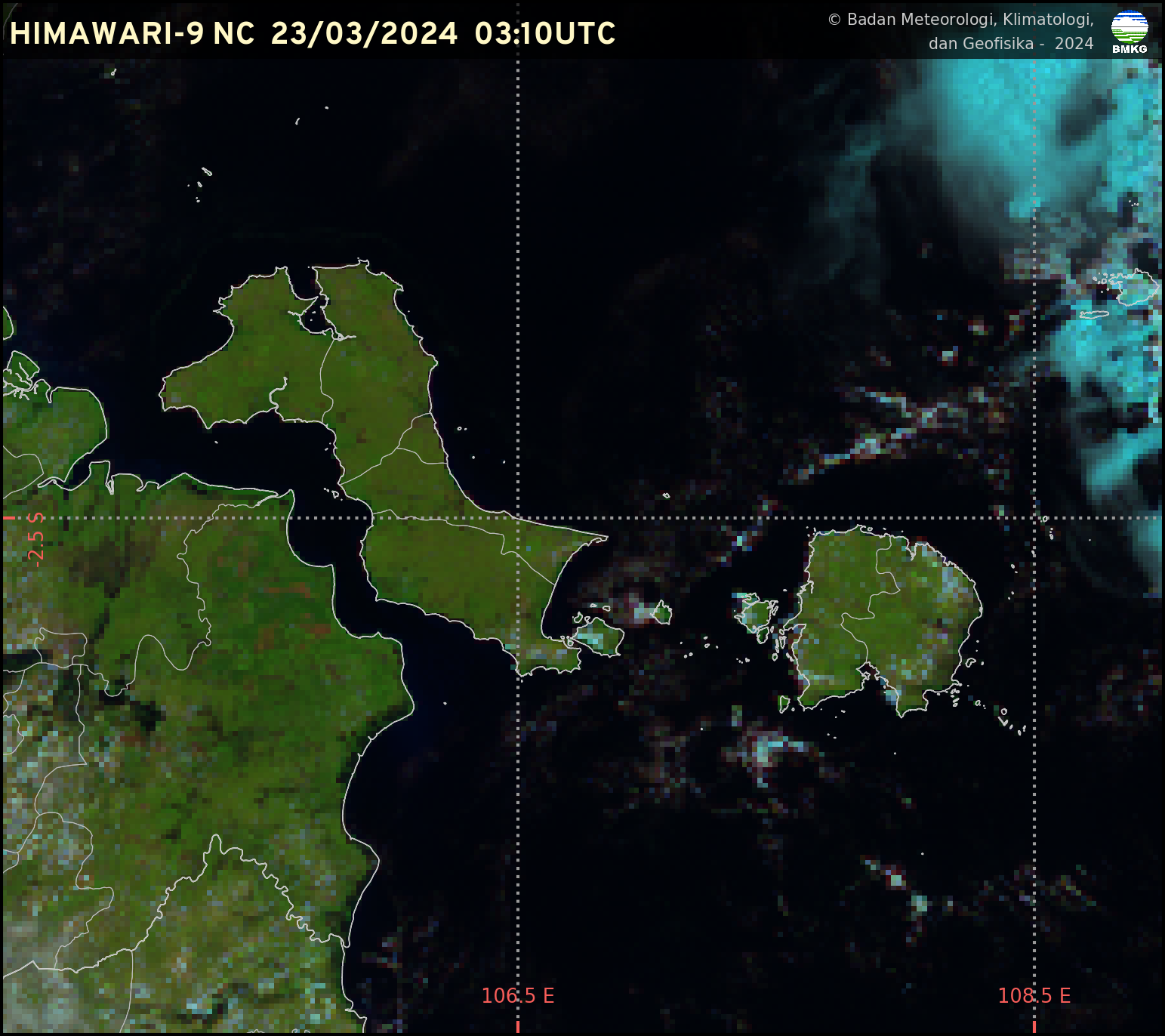 Citra Satelit Himawari-8 Natural Color Kepulauan Bangka Belitung