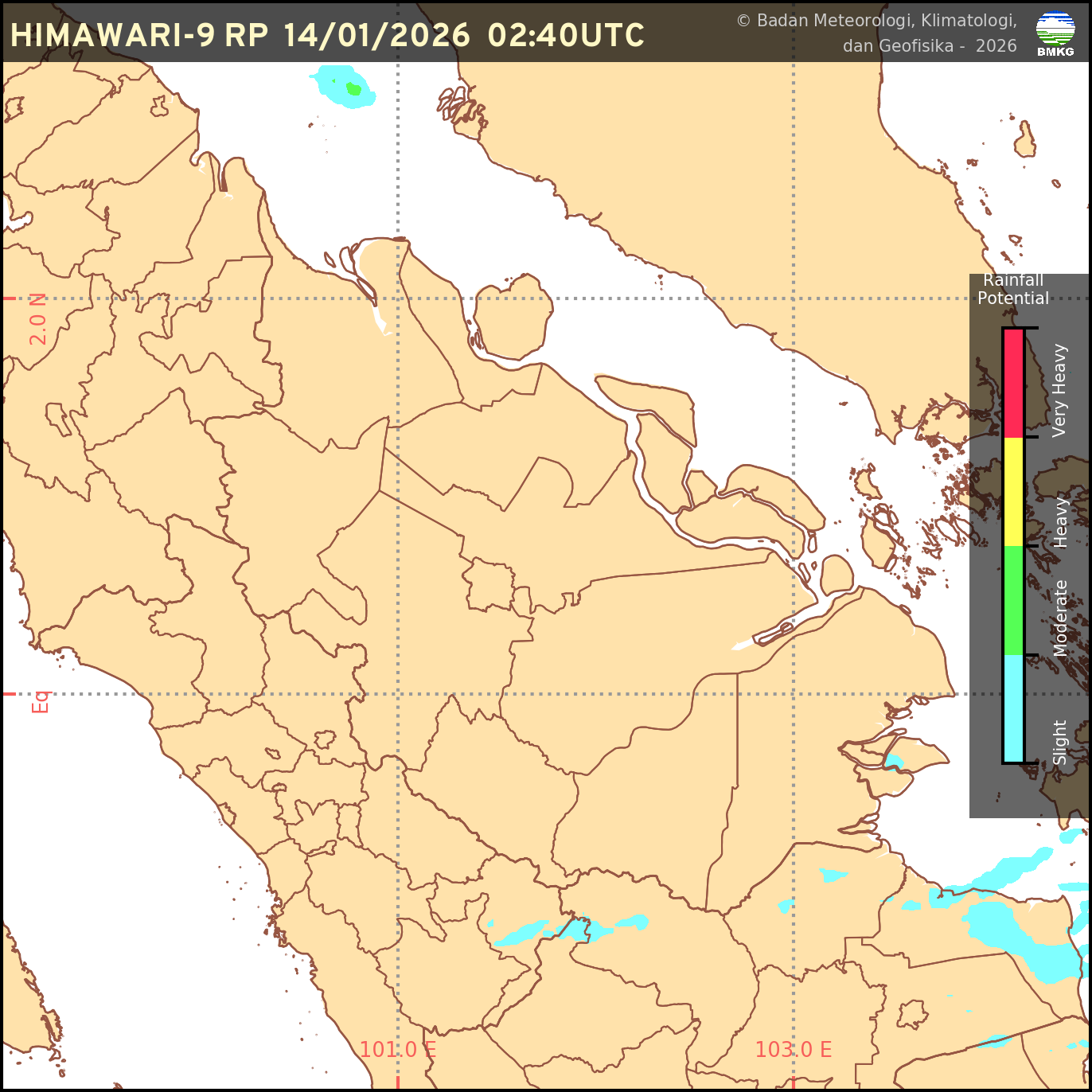 Citra Satelit Himawari-9 Rainfall Potential