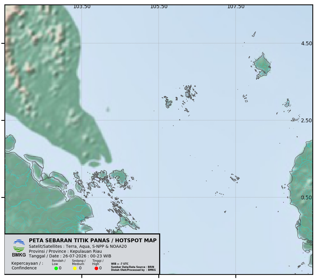 Sebaran Titik Panas (Hotspot) Kepulauan Riau